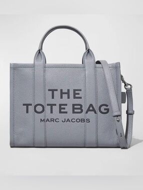 Marc Jacobs Wolf Gray Leather Medium Tote Bag -No Shoulder Strap-